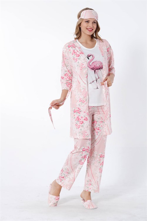5 Parça Kadın Pijama Takım Pembe