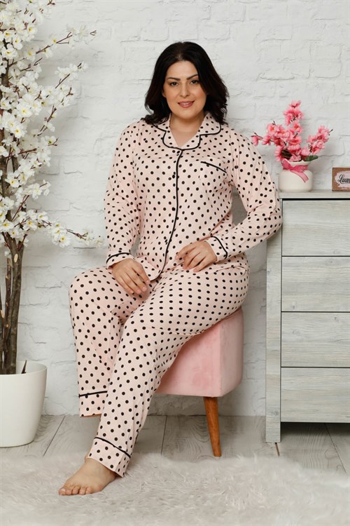 Kışlık Düğmeli Battal Pijama Takımı