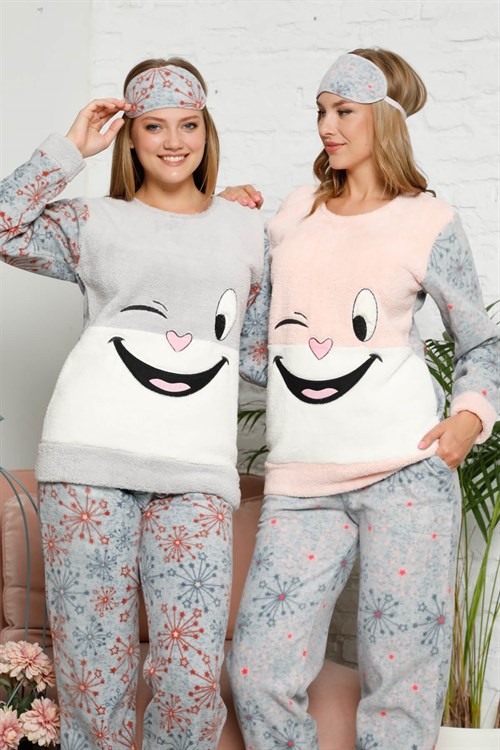 Kışlık Welsoft Pijama Takımı Gri