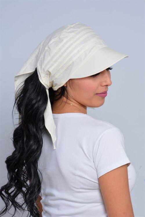 Siperli Pamuklu Kadın Şapka Krem