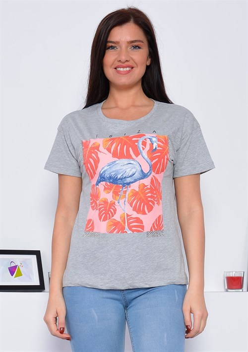 Taşlı Flamingo T-Shirt