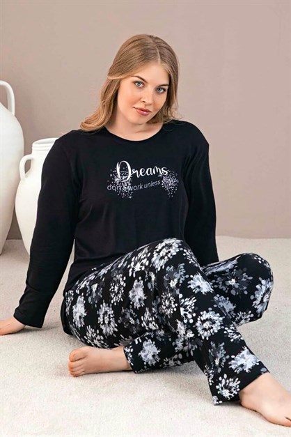 Dreams Baskılı Büyük Beden Pijama Takımı