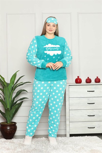 Forever Yazılı Polar Büyük Beden Pijama Takımı
