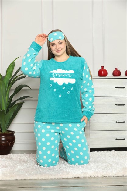 Forever Yazılı Polar Büyük Beden Pijama Takımı