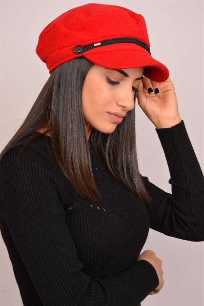 Kadın Düz Kırmızı Şapka