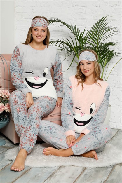Kışlık Welsoft Pijama Takımı Gri
