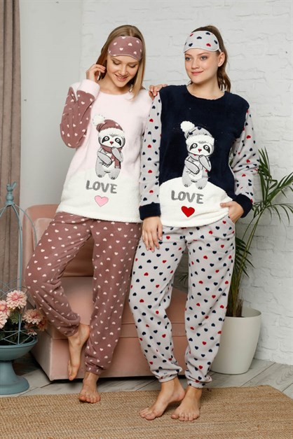 Kışlık Welsoft Pijama Takımı Lacivert