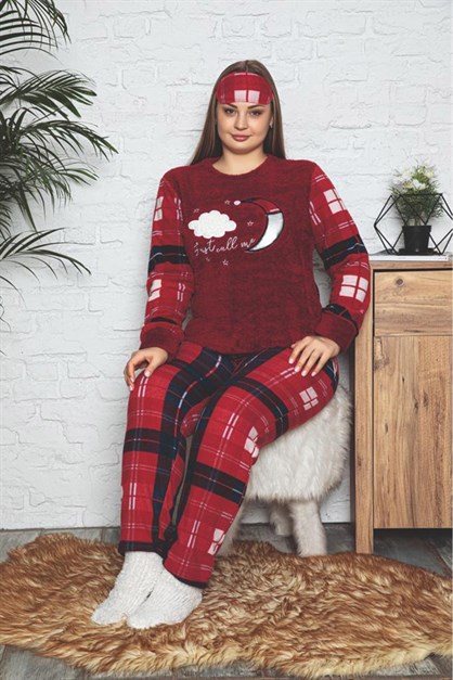 Polar Kadın Büyük Beden Pijama Takımı Kırmızı
